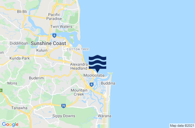 Mooloolaba Beach, Australia tide times map