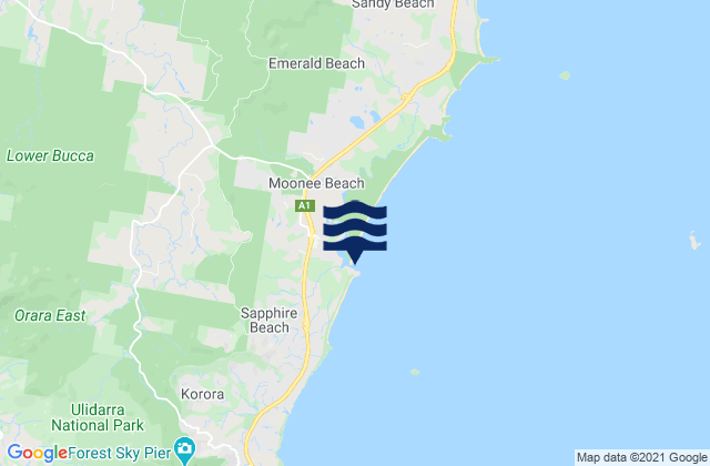 Moonee Creek, Australia tide times map