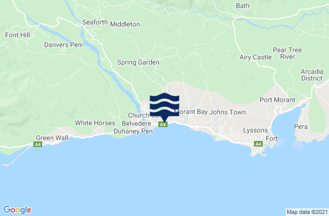 Morant Bay, Jamaica tide times map