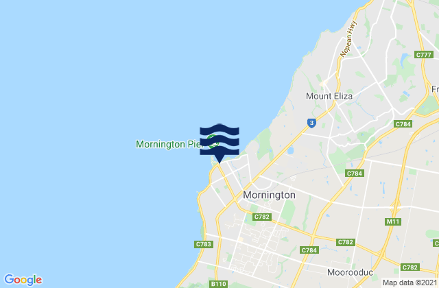 Mornington, Australia tide times map