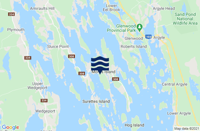 Morris Island, Canada tide times map