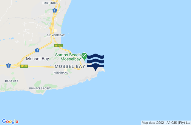 Mossel Bay, South Africa tide times map