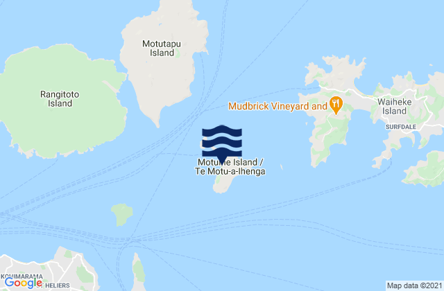 Motuihe Island, New Zealand tide times map