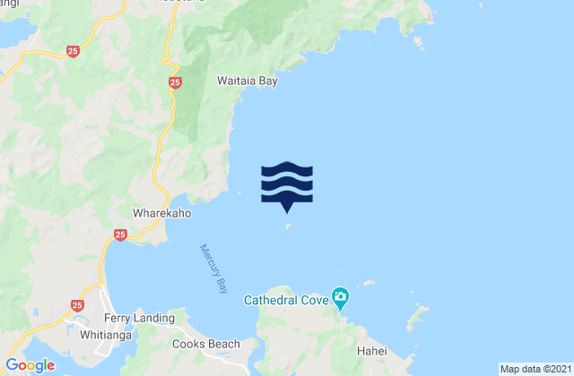 Motukorure Island (Centre Island), New Zealand tide times map