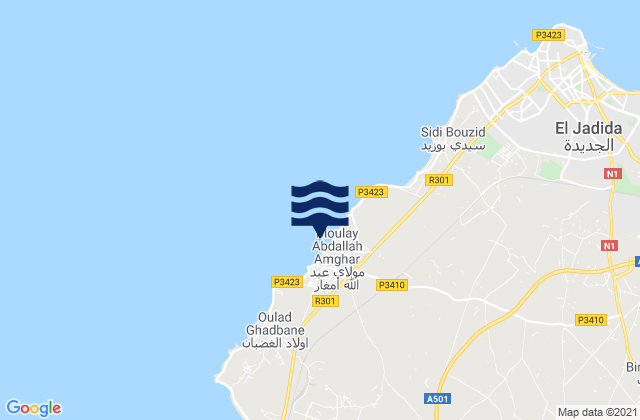 Moulay Abdallah, Morocco tide times map
