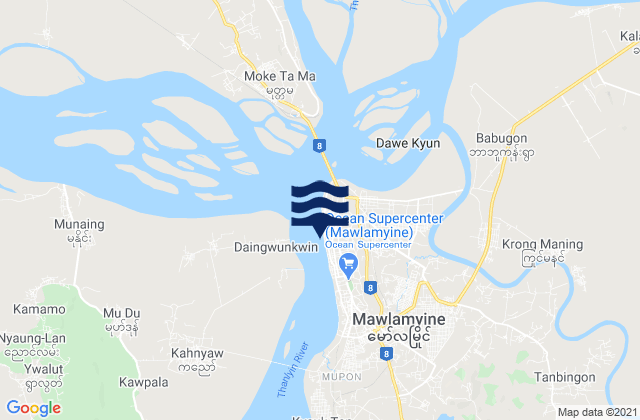 Moulmein (Mawlamyine), Myanmar tide times map