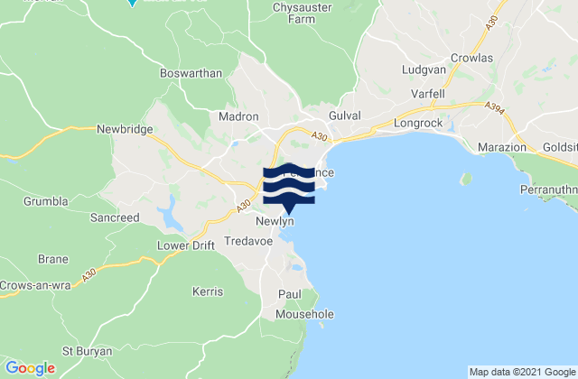 Mounts Bay (Penzance), United Kingdom tide times map