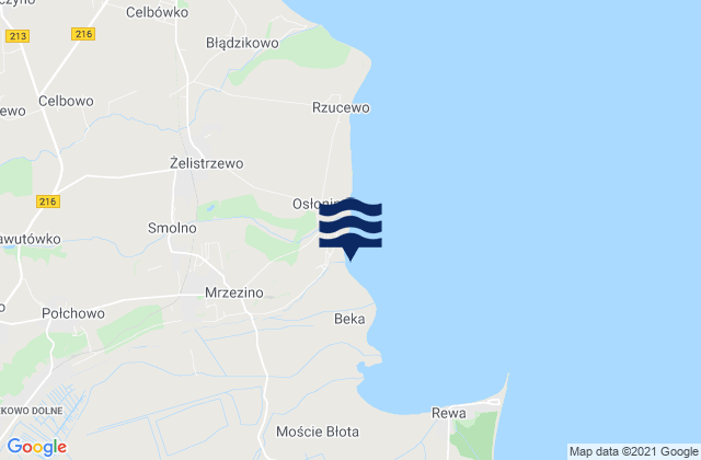 Mrzezino, Poland tide times map