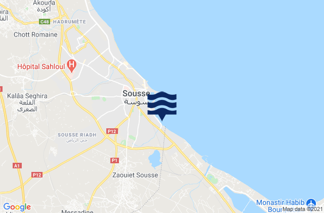 Msaken, Tunisia tide times map