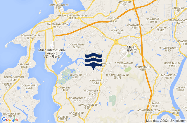 Muan-gun, South Korea tide times map