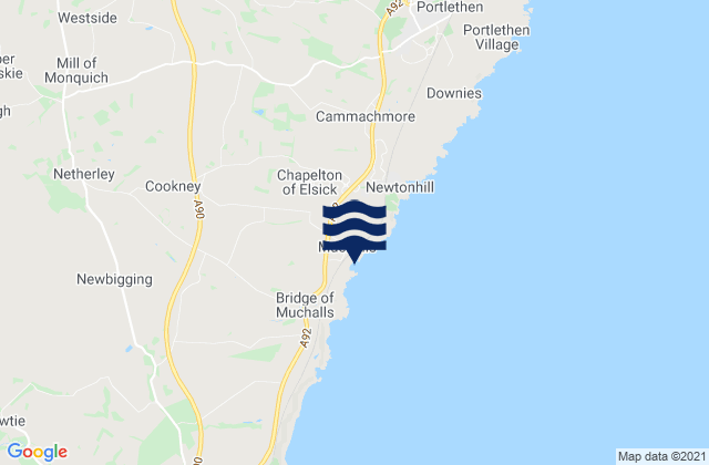 Muchalls Beach, United Kingdom tide times map