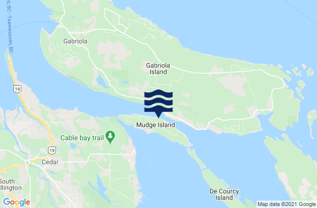 Mudge Island, Canada tide times map
