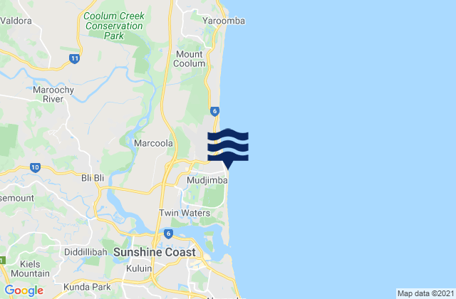Mudjimba Beach, Australia tide times map