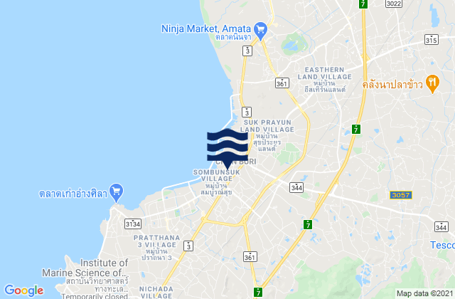 Mueang Chonburi District, Thailand tide times map