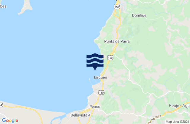 Muelle Lirquen, Chile tide times map