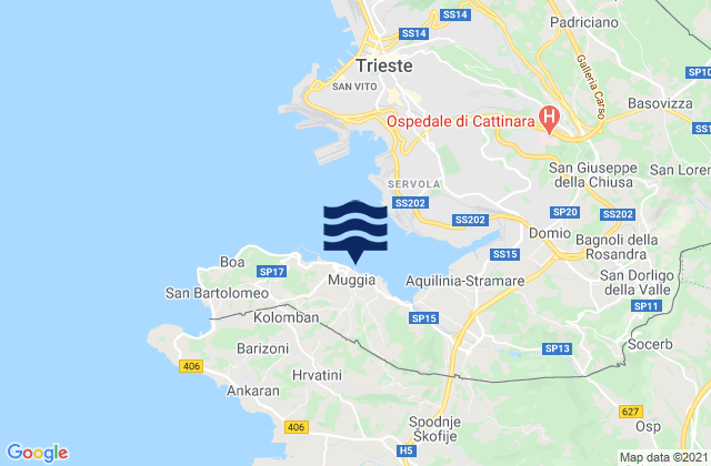 Muggia, Italy tide times map