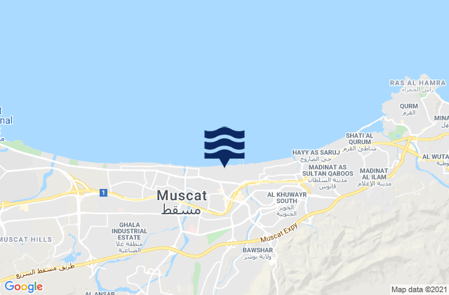 Muhafazat Masqat, Oman tide times map
