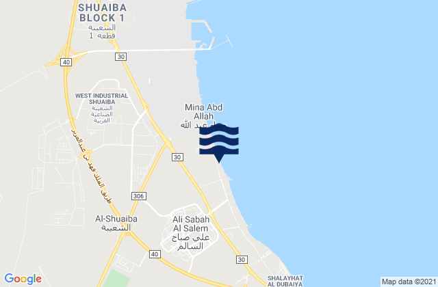 Muhafazat al Ahmadi, Kuwait tide times map