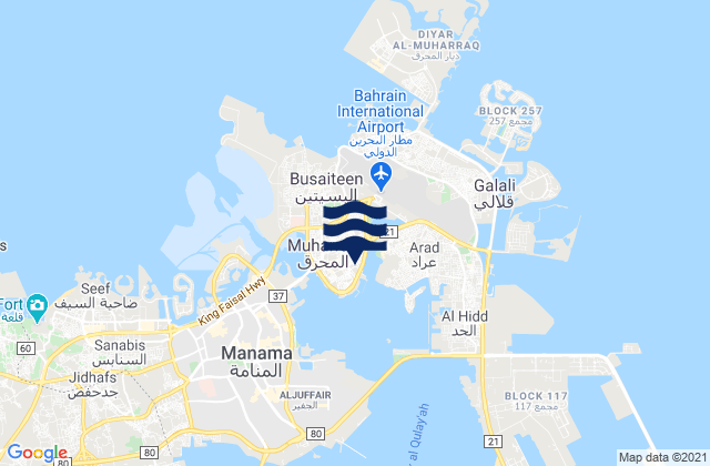 Muharraq Governorate, Bahrain tide times map