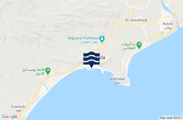 Mukalla, Yemen tide times map
