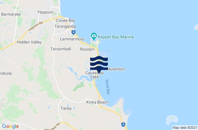 Mulambin Beach, Australia tide times map