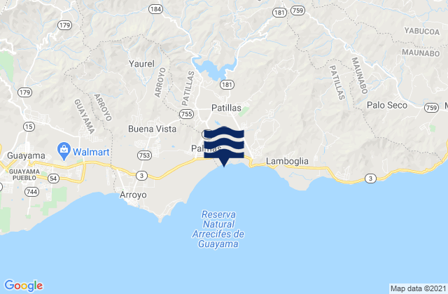 Mulas Barrio, Puerto Rico tide times map