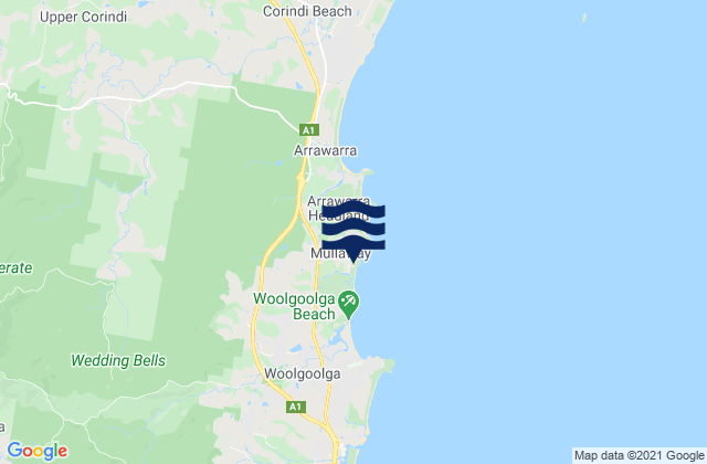 Mullaway, Australia tide times map