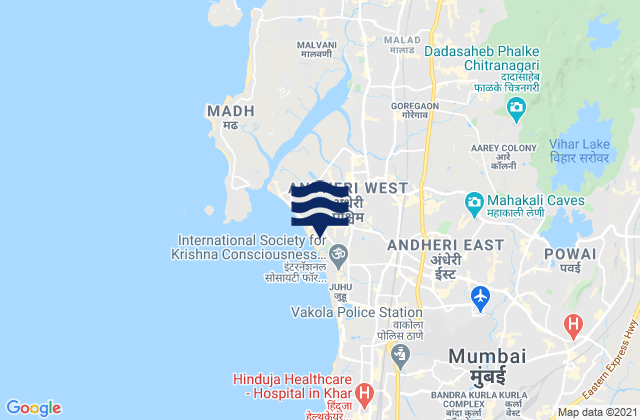 Mumbai Suburban, India tide times map