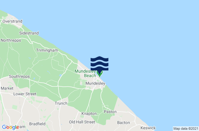 Mundesley Beach, United Kingdom tide times map