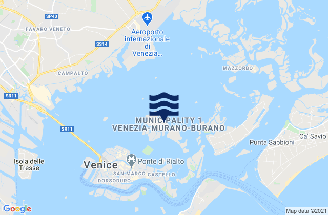 Murano, Italy tide times map