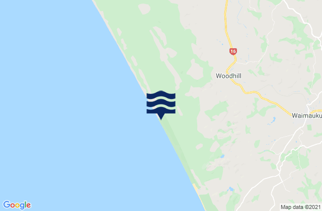 Muriwai Beach, New Zealand tide times map