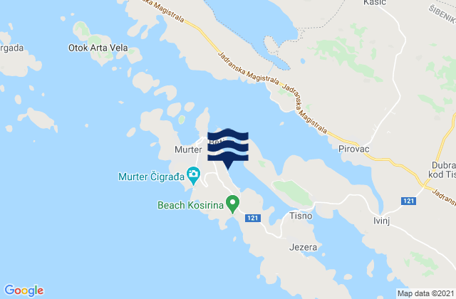 Murter-Kornati, Croatia tide times map