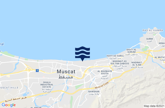 Muscat, Oman tide times map