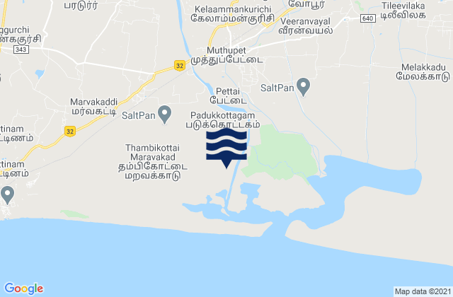 Muttupet, India tide times map