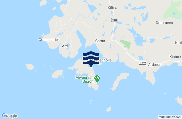 Mweenish Island, Ireland tide times map