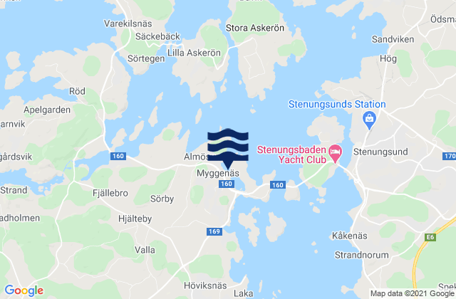 Myggenaes, Sweden tide times map