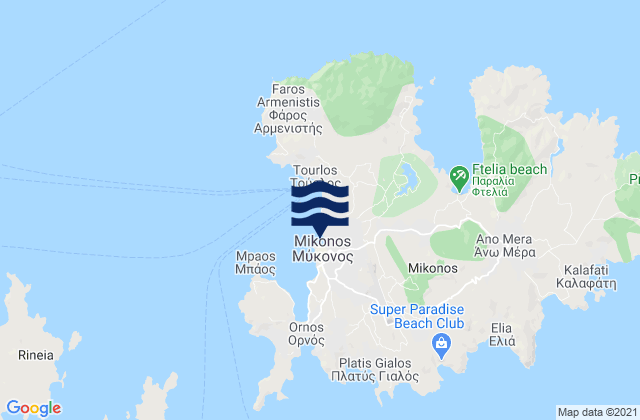 Mykonos, Greece tide times map