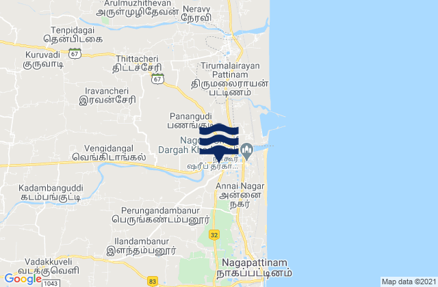 Nagapattinam, India tide times map