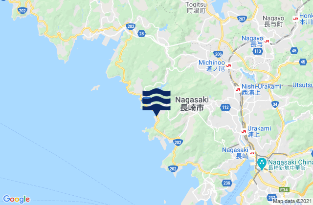 Nagasaki-shi, Japan tide times map
