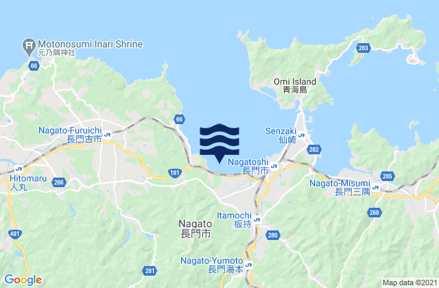 Nagato Shi, Japan tide times map