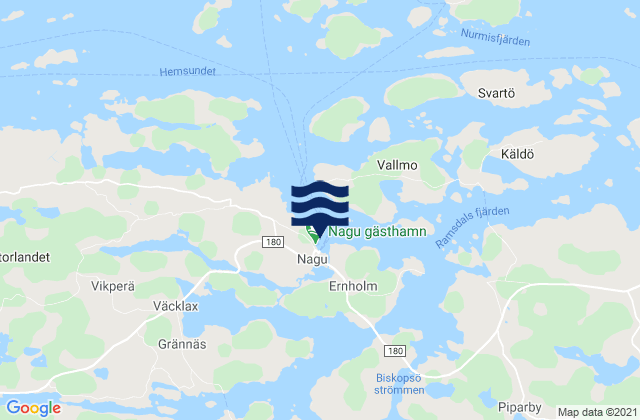 Nagu, Finland tide times map