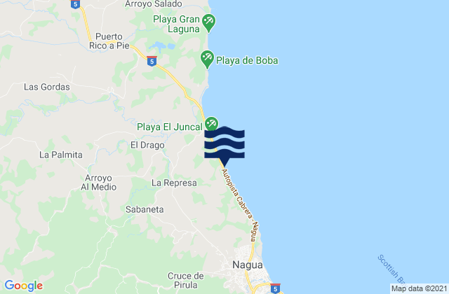 Nagua, Dominican Republic tide times map
