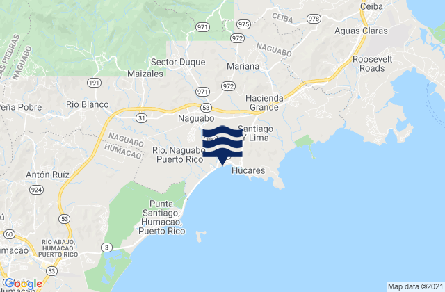 Naguabo, Puerto Rico tide times map