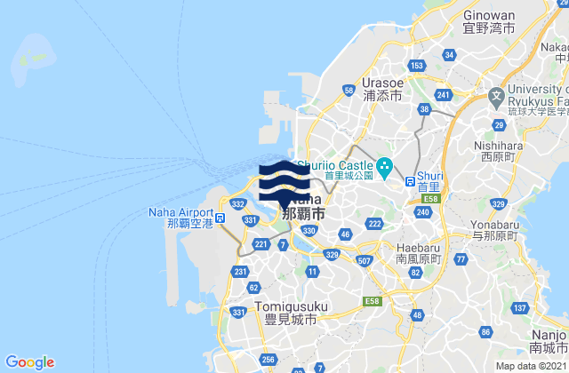 Naha-shi, Japan tide times map