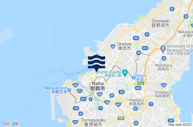 Naha, Japan tide times map