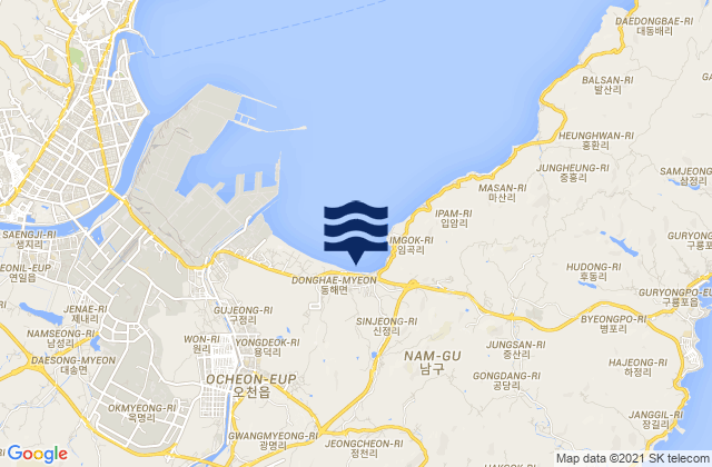Nam-gu, South Korea tide times map