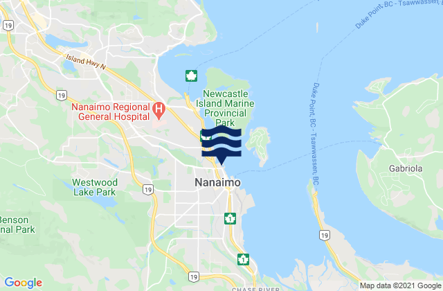 Nanaimo, Canada tide times map