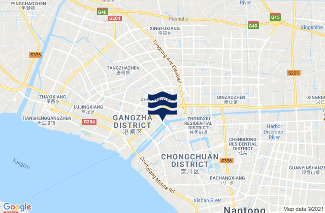 Nantong, China tide times map