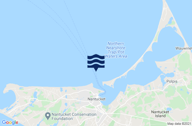Nantucket Harbor entrance channel, United States tide chart map