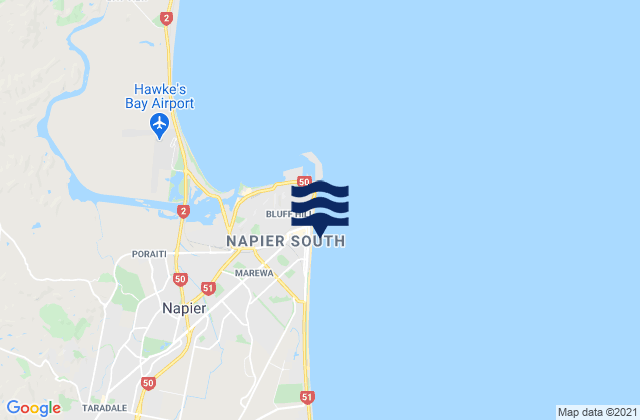 Napier, New Zealand tide times map